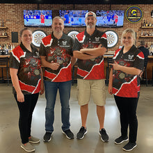 Load image into Gallery viewer, Black &amp; Red Splatter Rhino Men Darts Polo Shirt Custom Funny Team Dart League Jerseys NYN2067