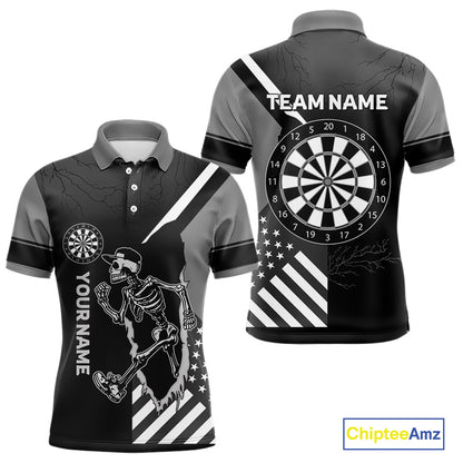 Skeleton Running Black Pattern Dartboards Dart Shirts For Men, Dart Jerseys NYN0055