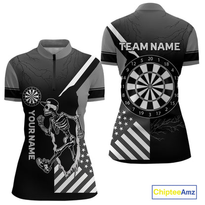 Skeleton Running Black Pattern Dartboards Dart Shirts For Women, Dart Jerseys NYN0055