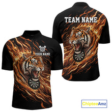 Load image into Gallery viewer, Orange Flaming Tiger Funny Darts Custom Men&#39;s Dart Quarter-Zip Shirts Team Dart League Jerseys NYN2076