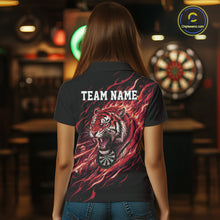 Load image into Gallery viewer, Red Flaming Tiger Funny Darts Custom Women&#39;s Dart Polo Shirts Team Dart League Jerseys NYN2078