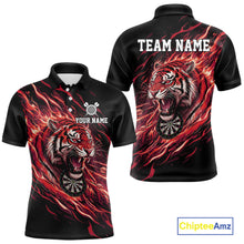 Load image into Gallery viewer, Red Flaming Tiger Funny Darts Custom Men&#39;s Dart Polo Shirts Team Dart League Jerseys NYN2078