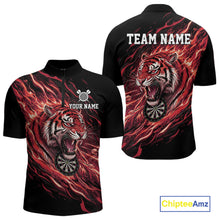 Load image into Gallery viewer, Red Flaming Tiger Funny Darts Custom Men&#39;s Dart Quarter-Zip Shirts Team Dart League Jerseys NYN2078
