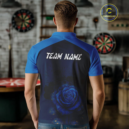 Dripping Dartboard & Navy Roses Darts Shirt For Men - Customizable Name & Team NYN0410