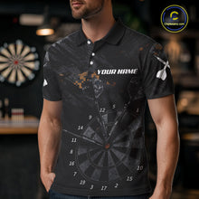 Load image into Gallery viewer, Black Grunge Digital Camouflage Darts Custom Dart Polo Shirt Men Dart Tournament Jerseys NYN2090