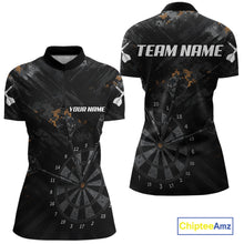Load image into Gallery viewer, Black Grunge Digital Camouflage Darts Custom Dart Quarter-Zip Shirt Women Dart Tournament Jerseys NYN2090