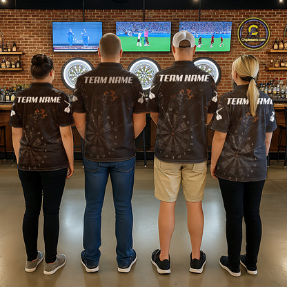 Black Grunge Digital Camouflage Darts Custom Dart Quarter-Zip Shirt Men Dart Tournament Jerseys NYN2090