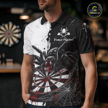 Load image into Gallery viewer, Personalized Black &amp; Red Dripping Spider Men Dart Polo Shirts Custom Dart League Jerseys NYN2095