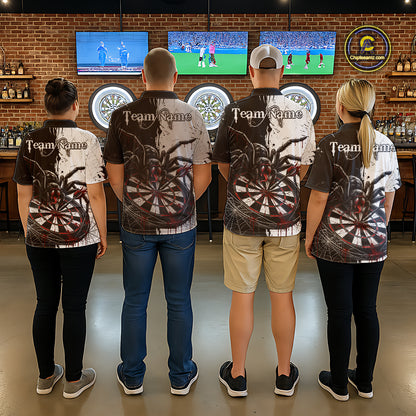 Personalized Black & Red Dripping Spider Men Dart Polo Shirts Custom Dart League Jerseys NYN2095