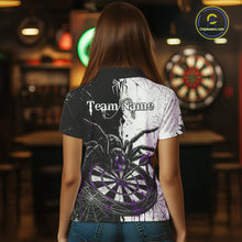 Load image into Gallery viewer, Personalized Black &amp; Purple Dripping Spider Women Dart Polo Shirts Custom Dart League Jerseys NYN2096