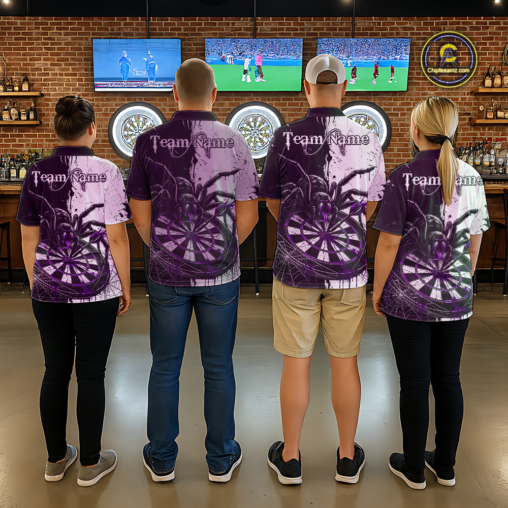 Personalized Black & Purple Dripping Spider Men Dart Quarter-Zip Shirts Custom Dart League Jerseys NYN2096
