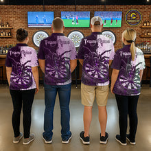 Load image into Gallery viewer, Personalized Black &amp; Purple Dripping Spider Men Dart Polo Shirts Custom Dart League Jerseys NYN2096
