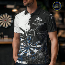 Load image into Gallery viewer, Personalized Black &amp; Blue Dripping Spider Men Dart Polo Shirts Custom Dart League Jerseys NYN2097