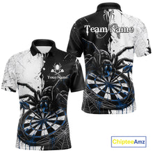 Load image into Gallery viewer, Personalized Black &amp; Blue Dripping Spider Men Dart Polo Shirts Custom Dart League Jerseys NYN2097