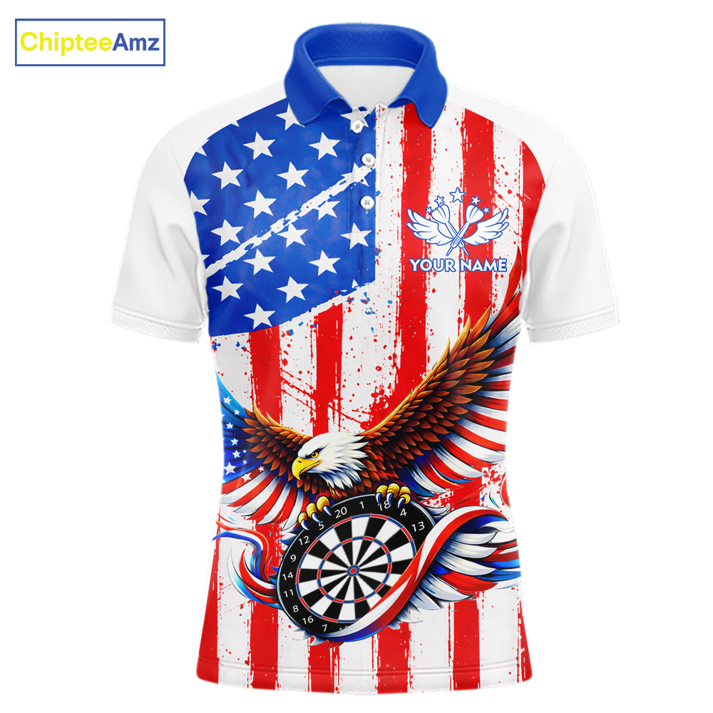 Personalized Eagle US Flag Patriotic Men Darts Polo Shirt Custom Freedom-Day Dart Team Jersey NYN2620