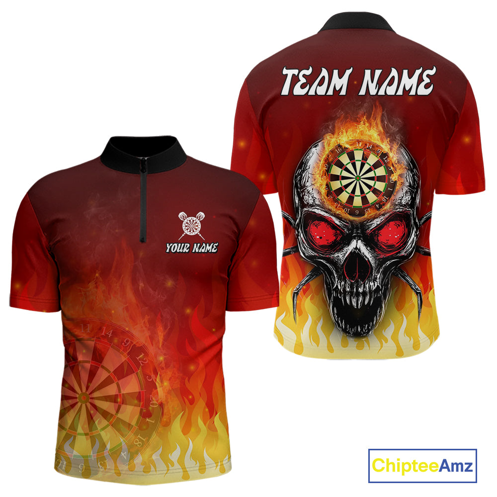 Spider Skull Flame Dartboard Custom Flame Dart Shirt For Men, Dart Jerseys NYN0227
