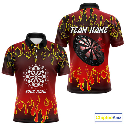 Custom Flame Pattern Red Dartboard Flame Dart Shirt For Men, Dart Jerseys NYN0228