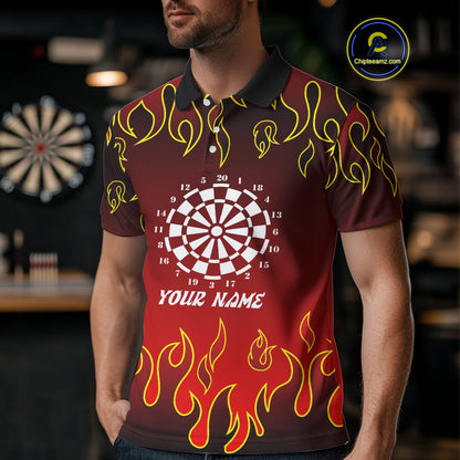 Custom Flame Pattern Red Dartboard Flame Dart Shirt For Men, Dart Jerseys NYN0228