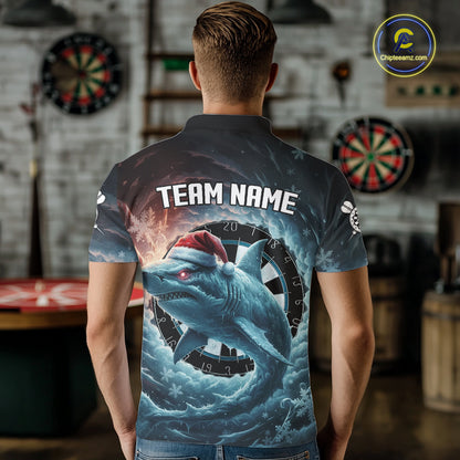 Snowflake Ice Shark Dartboard Funny Men Darts Polo Shirt Custom Christmas Dart Jerseys NYN1861