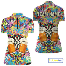 Load image into Gallery viewer, Funny Beers &amp; Dartboard Graffiti Custom Darts Quarter-Zip Shirt For Women Colorful Dart Jerseys NYN1863
