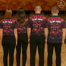 Load image into Gallery viewer, Red Flames Custom Funny Raccoon Womens Bowling Shirts Bowling Team Shirt For Bowlers NYN3411