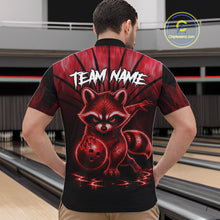 Load image into Gallery viewer, Red Flames Custom Funny Raccoon Mens Bowling Shirts Bowling Team Shirt For Bowlers NYN3411