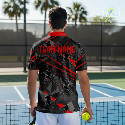 Custom Grey And Red Pickleball Ball Jerseys For Men Pickleball Paddle League Shirts NYN2127