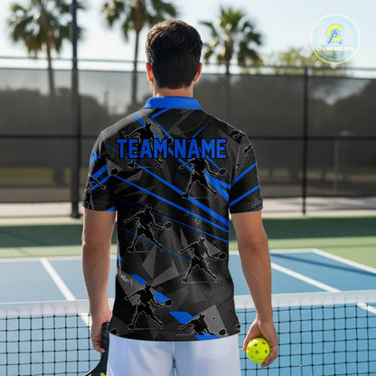 Custom Grey And Blue Pickleball Ball Jerseys For Men Pickleball Paddle League Shirts NYN2129