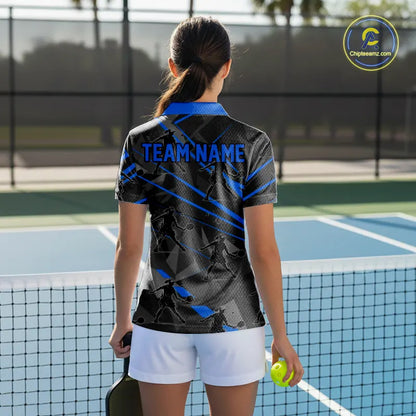 Custom Grey And Blue Pickleball Ball Jerseys For Women Pickleball Paddle League Shirts NYN2129