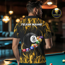 Load image into Gallery viewer, Fire Flame 8 Ball Billiard Pool Shirt For Men Custom Yellow Light Billiard Ball Team Jersey NYN3432