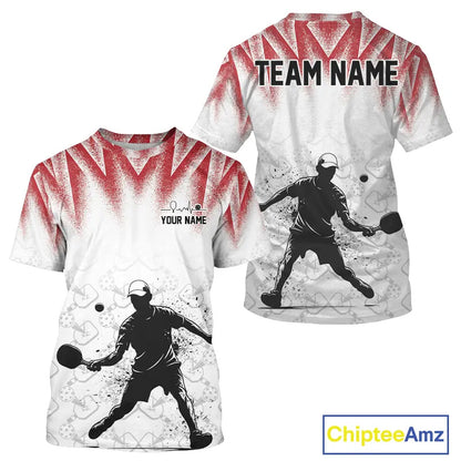 Custom White And Red Grunge Pickleball Paddle League Jerseys Men Pickleball Team Shirts NYN2140