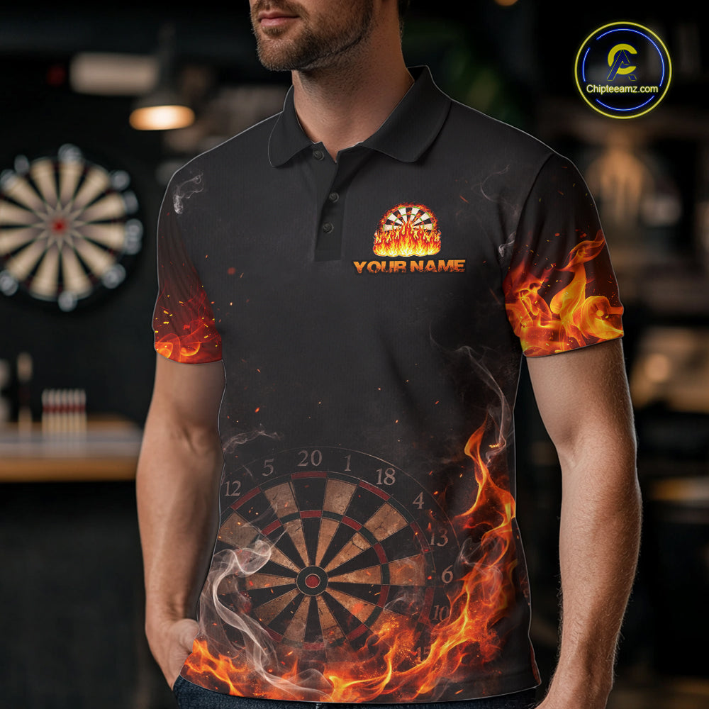 Personalized Grim Reaper Red Flames Smoke Dartboard Darts Shirts For Men Dart Team Jerseys NYN2803