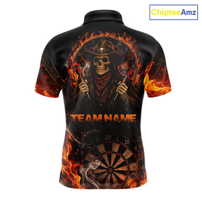 Personalized Grim Reaper Red Flames Smoke Dartboard Darts Shirts For Men Dart Team Jerseys NYN2803
