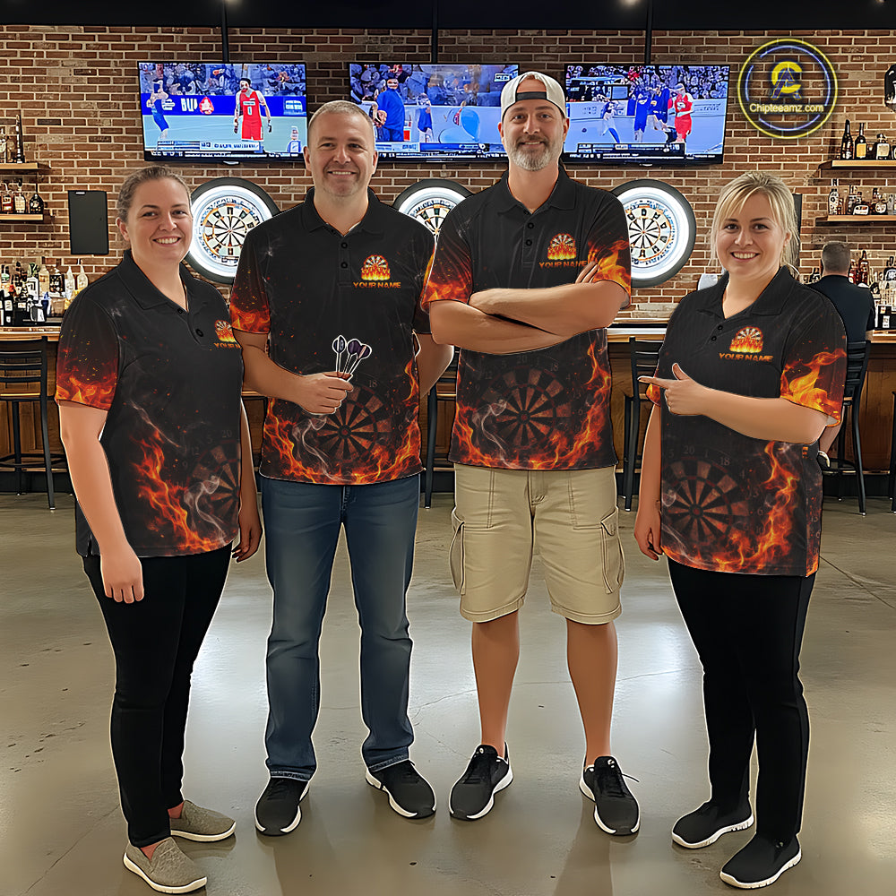 Personalized Grim Reaper Red Flames Smoke Dartboard Darts Shirts For Men Dart Team Jerseys NYN2803