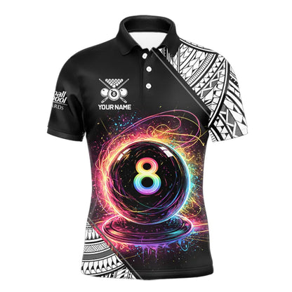Rainbow 8 Ball Pool Polo & 1/4-Zip Shirt For Men Personalized Tribal 8 Ball Billiard Gifts NYN2425