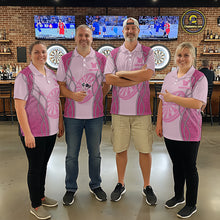 Load image into Gallery viewer, Personalized Grunge Pink Flaming Dartboard Women Darts Polo &amp; 1/4-Zip Shirts Dart Team Jerseys NYN2810