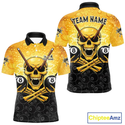 Funny Beer & Skull 8 Ball Pool Billiard Team Shirt For Men Custom 3D Billiard Balls Jerseys NYN2439