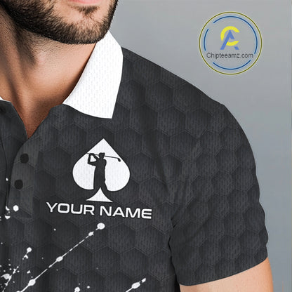 Red Spades Poker Mens Golf Polo Shirt Custom Name Splatter Poker Golf Top For Team, Golf Gift NYN4034