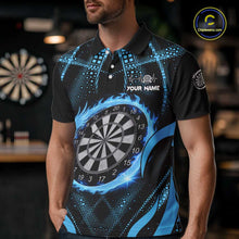 Load image into Gallery viewer, Custom Flaming Dragon Blue Digital Flow Men Darts Polo Team Shirt Dart League Jerseys NYN2177