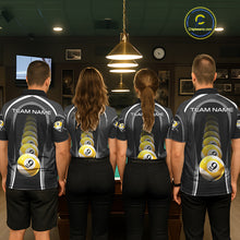 Load image into Gallery viewer, Black Blur 9 Ball Pool Polo &amp; 1/4-Zip Team Shirt For Women Personalized Billiards Ball Apparel NYN2454