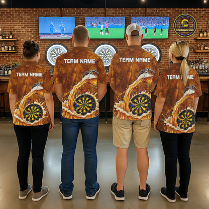 Cheer Beer Dartboard Men Dart Polo 1/4-Zip Shirt Custom Barley & Hops Patten Dart Team Attire NYN3213