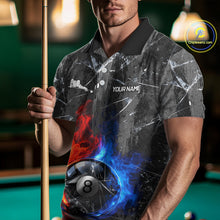 Load image into Gallery viewer, Glass Crack 8 Ball Pool Men Polo &amp; 1/4-Zip Team Shirts Custom Fire Flame Billiards Ball Apparel NYN2463