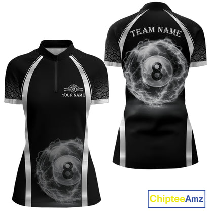 Black & Silver Thunder Lightning White 8 Ball Billiard Jerseys For Men Custom Billiard Team Shirt NYN2834
