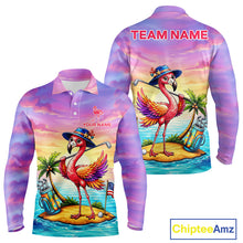 Load image into Gallery viewer, Men's flamingo island golf ball polo shirt mockup tropical golf attire