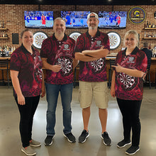 Load image into Gallery viewer, Personalized Fern Leaves Red Fire Tribal Dart Polo Shirts For Men Dart Team Jerseys NYN2192