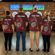 Load image into Gallery viewer, Personalized Fern Leaves Red Fire Tribal Dart Polo Shirts For Men Dart Team Jerseys NYN2192