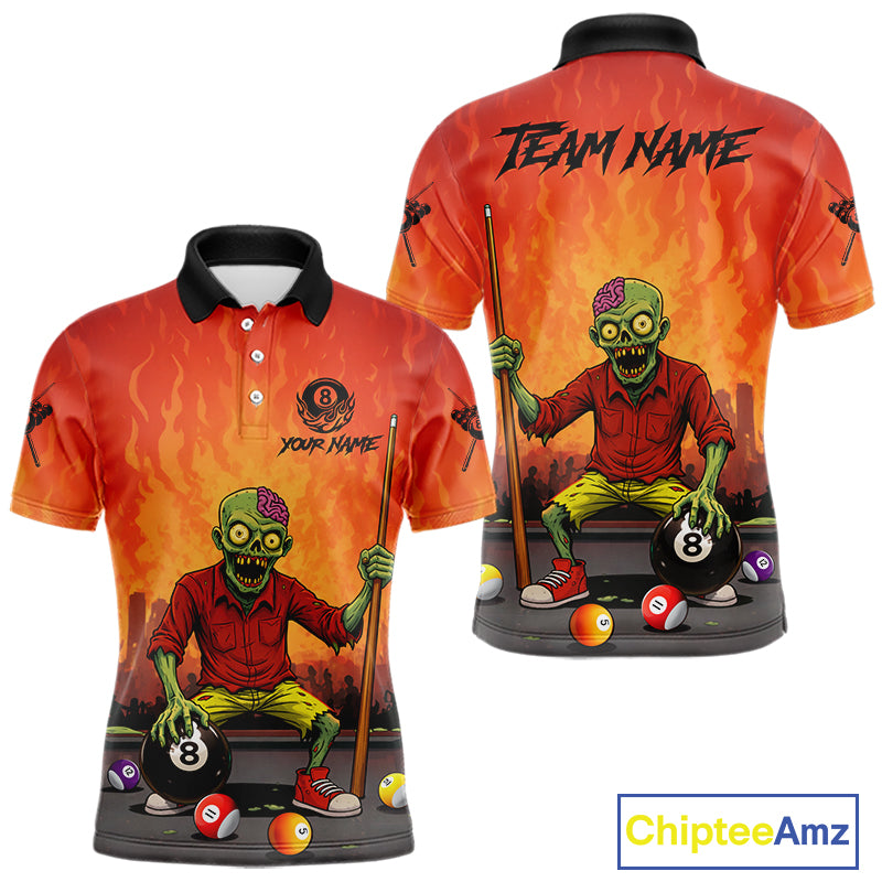 Skeleton Play 8 Ball Pool Men's Billiard Polo & 1/4 Zip Team Shirt Custom Funny Billiard Attire NYN2480