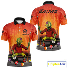 Load image into Gallery viewer, Skeleton Play 8 Ball Pool Men's Billiard Polo &amp; 1/4 Zip Team Shirt Custom Funny Billiard Attire NYN2480