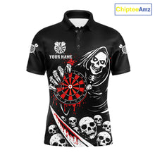 Load image into Gallery viewer, Red Dripping Grim Reaper Dartboard Skull Dart Polo Shirts For Men Custom Name For Dart Players NYN2684