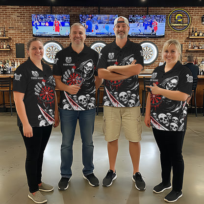 Red Dripping Grim Reaper Dartboard Skull Dart Polo Shirts For Men Custom Name For Dart Players NYN2684